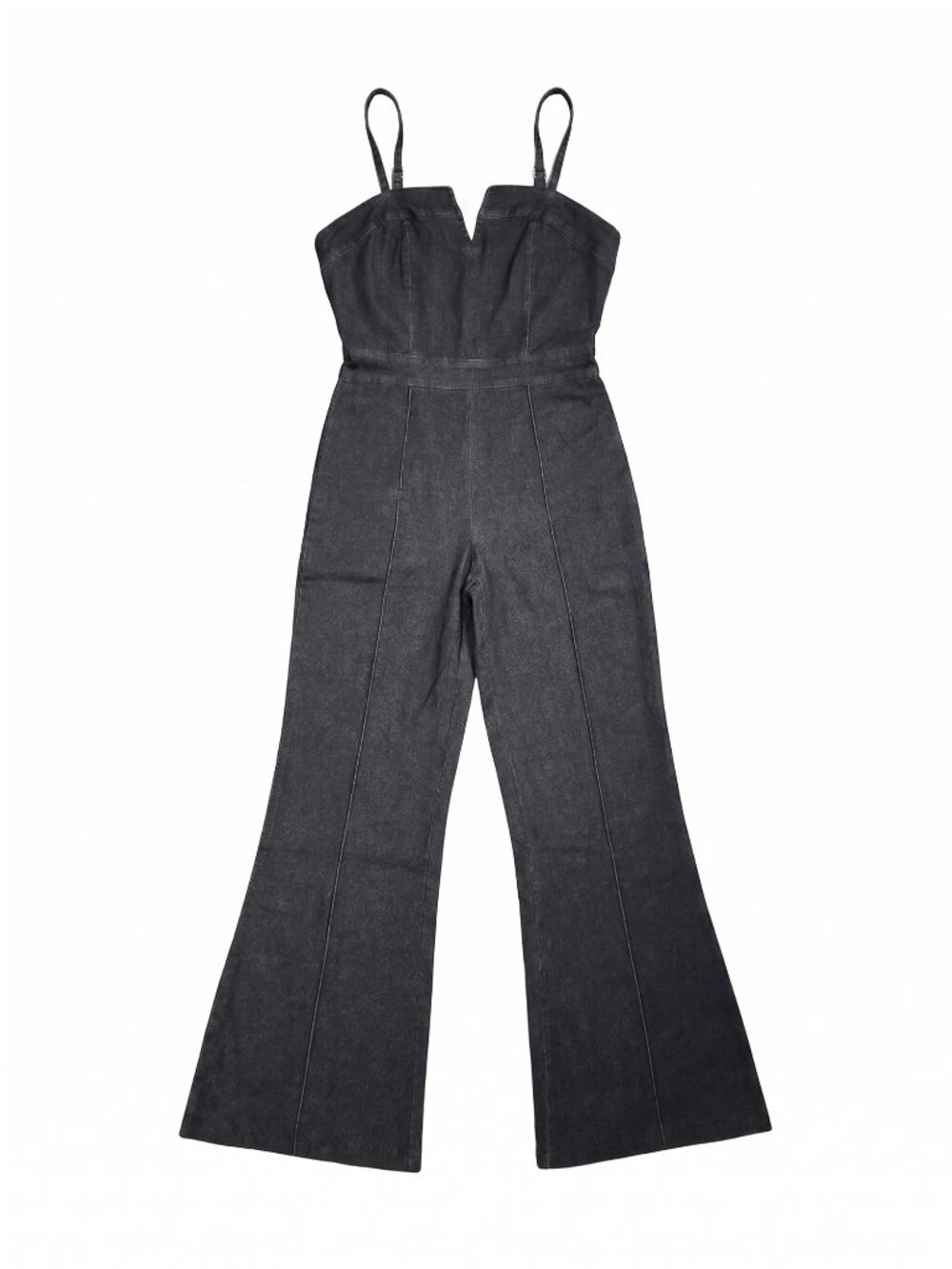 NWOT | Black Denim High-Rise Wide Leg Jumpsuit Back Zipper Small